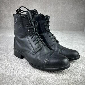 Ariat Women Black Leather Lace Up Ankle Boots Style 10000811 Paddock Size 8.5 B‎